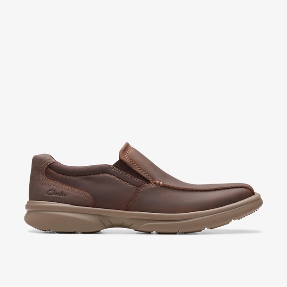 Clarks Other - NWOB Clarks Men's Brown Leather Slip-On Shoes Sz 11W
